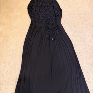 Calvin Klein Black Floral Lace Maxi Dress